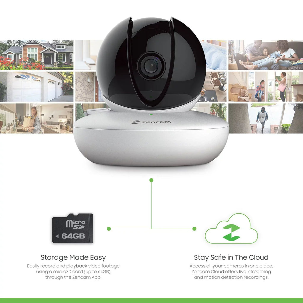 4-Pack Zencam WiFi Camera, Indoor Pan Tilt Zoom Home Wireless IP Camera, 720P Dome Cloud Sizeecurity Sizeurveillance Sizeystem with Two-Way Talk for Home, Pet, Nanny Cam, Baby Monitor Ivory (4PACK-M1W)