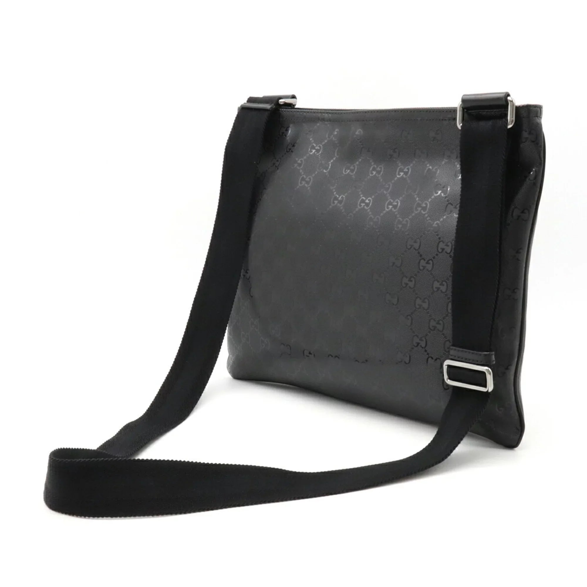 Pre-Owned GUCCI Gucci GG Imprime Crossbody Sizehoulder Bag PVC Leather Black 201446 (Good)