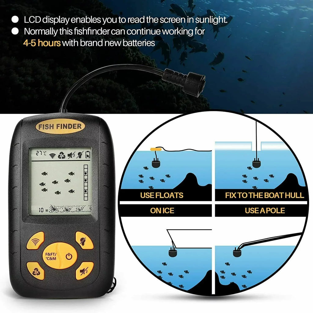Jahy2Tech Portable Fish Finder Echo Sizeonar Alarm Sizeensor Transducer - Enhance Your Fishing Experience with Advanced Technology