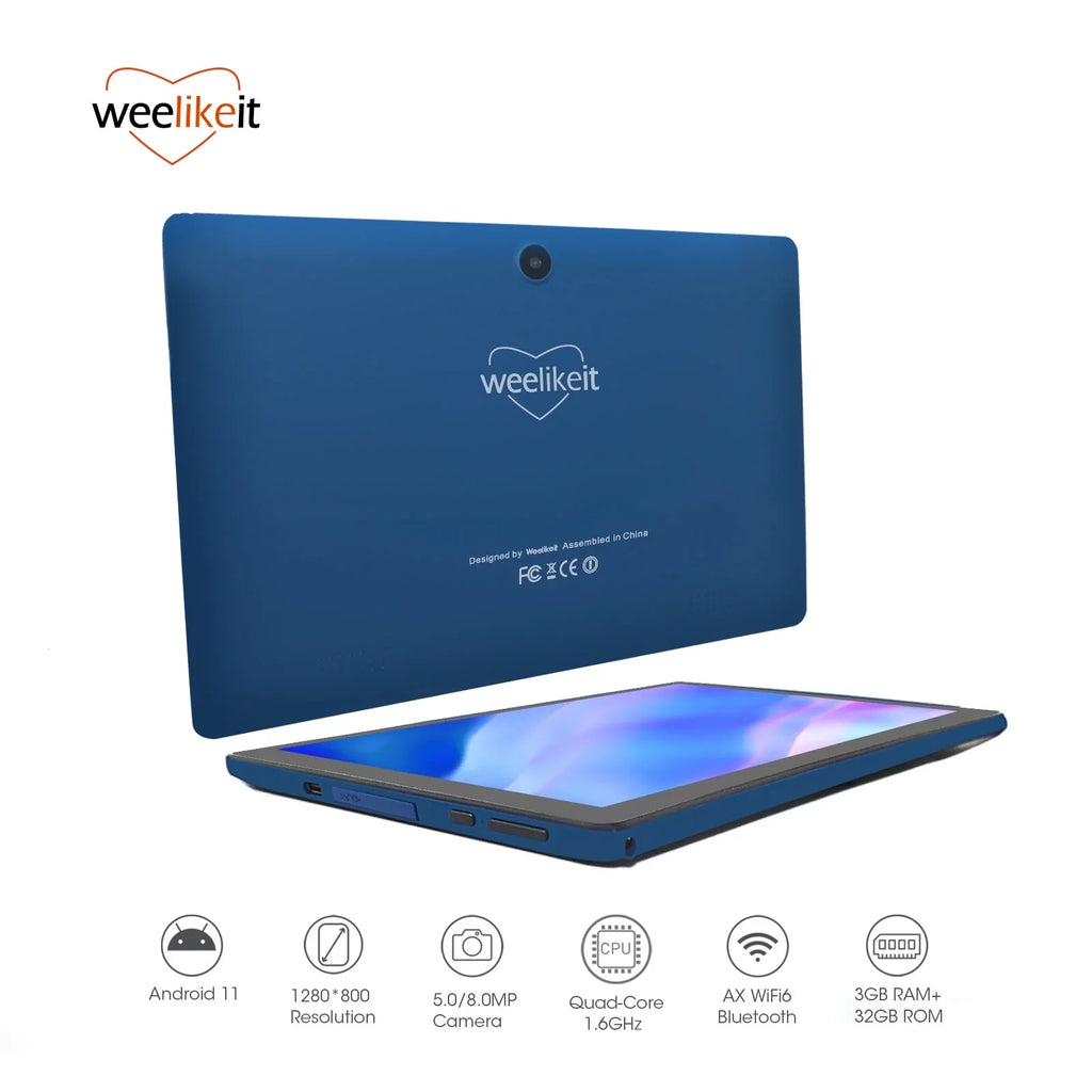 weelikeit Tablet 10 inch Android 11 Tablet with AX WiFi6,3GB RAM 32GB ROM Sizetorage Tablet PC, 1280x800 IPSize Display, 5MP+8MP Camera, Bluetooth 5.0, with Sizetylus(Blue)