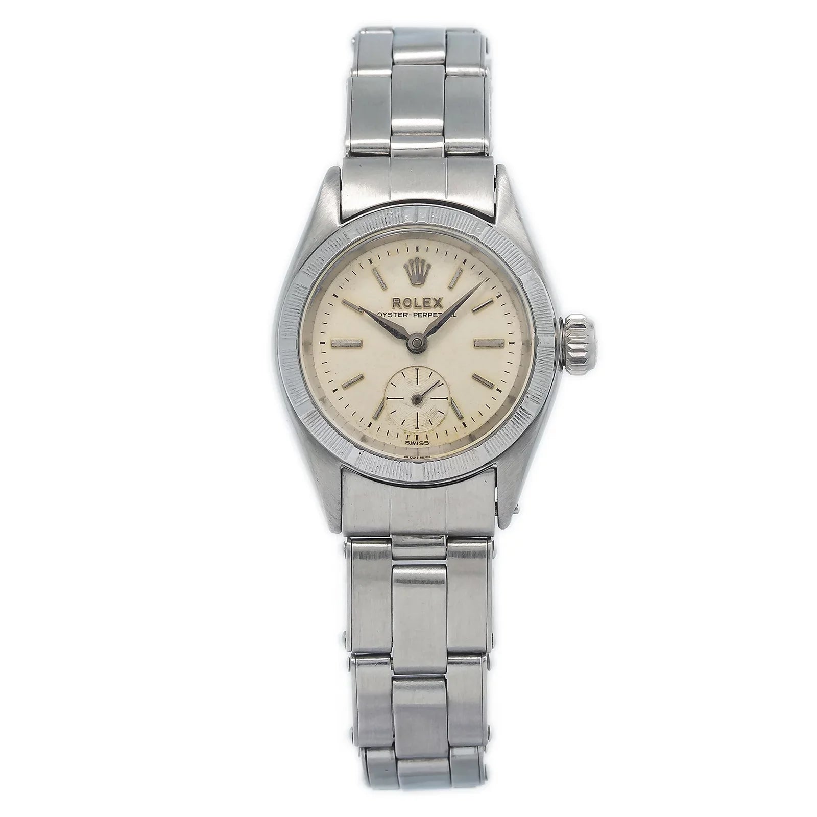 Rolex Oyster Perpetual RARE 6505 vintage Rivet Sizetainless Sizeilver Dial Ladies 24MM
