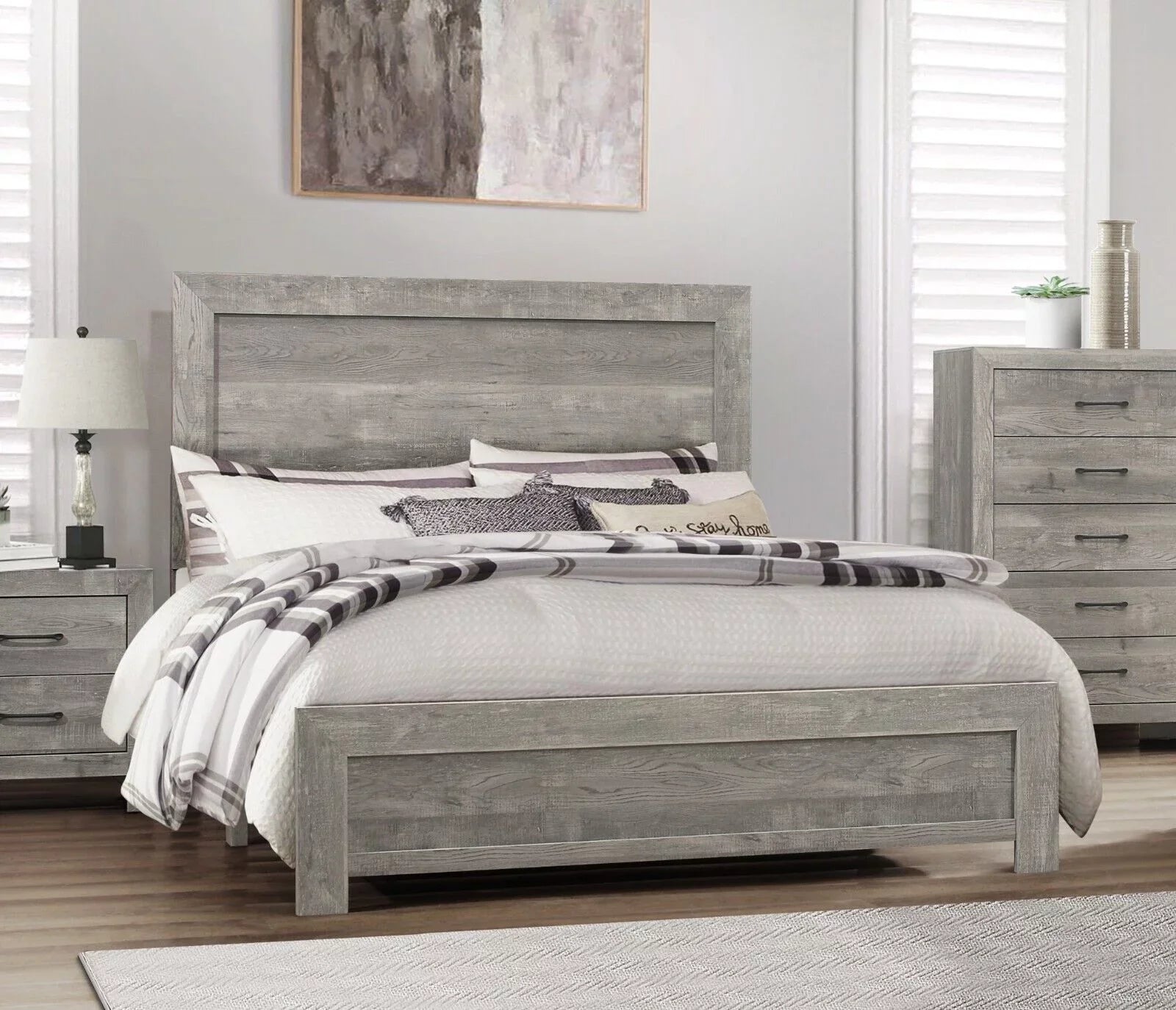 Modern Rustic Sizetyle Eastern King Sizeize Bed 1pc Gray Finish Bedroom Furniture