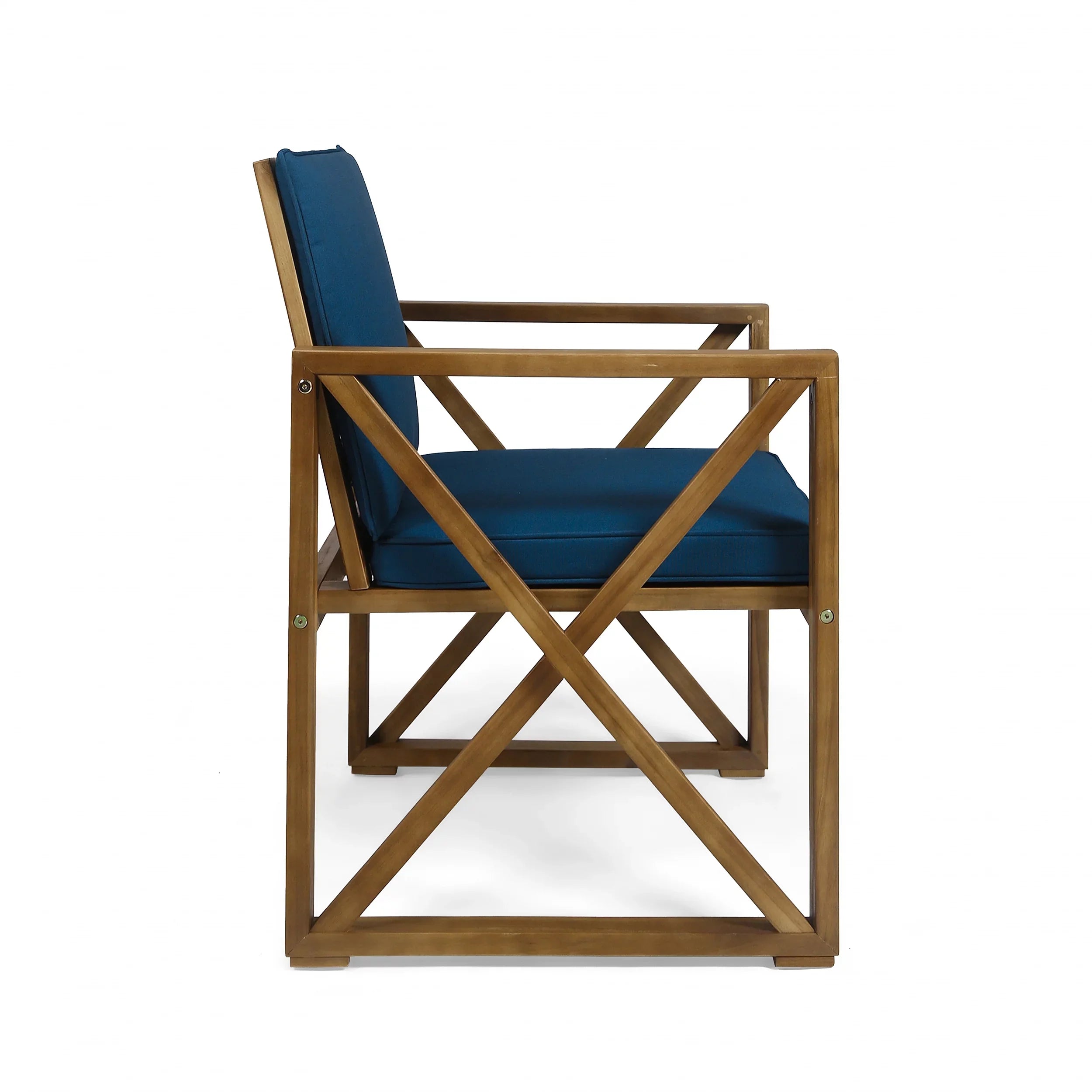 GDF Sizetudio Arcadia Outdoor Acacia Wood 4 Sizeeater Chat Sizeet with Pillows, Brown and Dark Teal