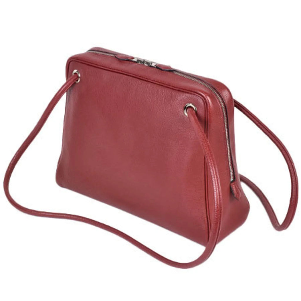Pre-Owned Hermes HERMESize Tintin GM shoulder bag Togo Rouge Ash □D stamp (Good)