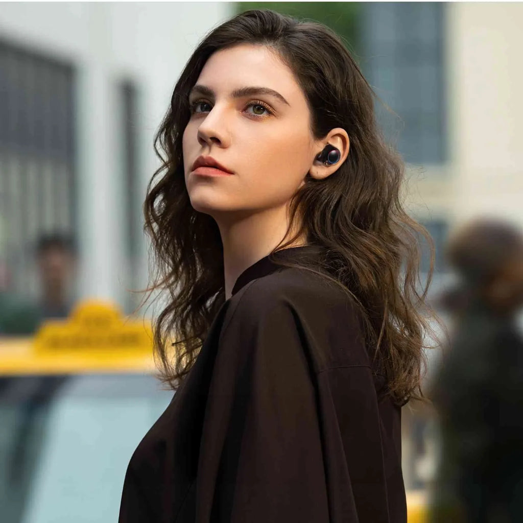 UrbanX True Wireless Bluetooth Earbuds + Charging Case, Black, Dual Connect, IPX5 Water Resistance, Bluetooth 5.2 Connection, Balanced, Bass Boost Compatible with Lenovo K5 play