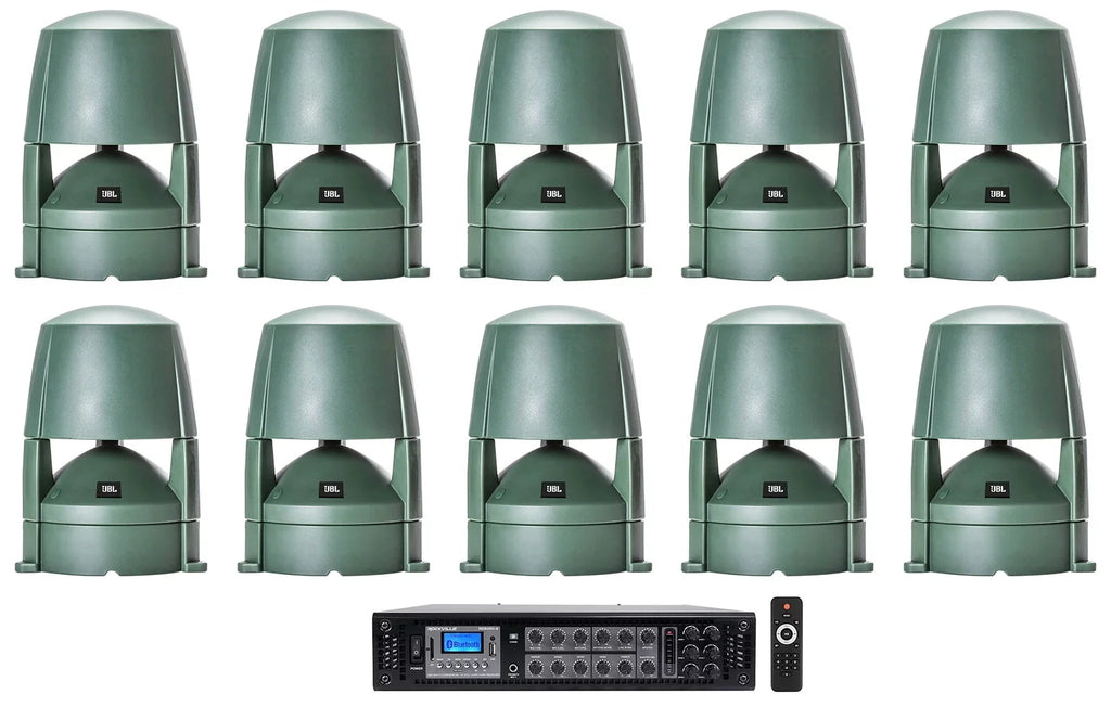 (10) JBL CONTROL 85M 5.25" Commercial 70v Outdoor Landscape Sizepeakers+Amplifier