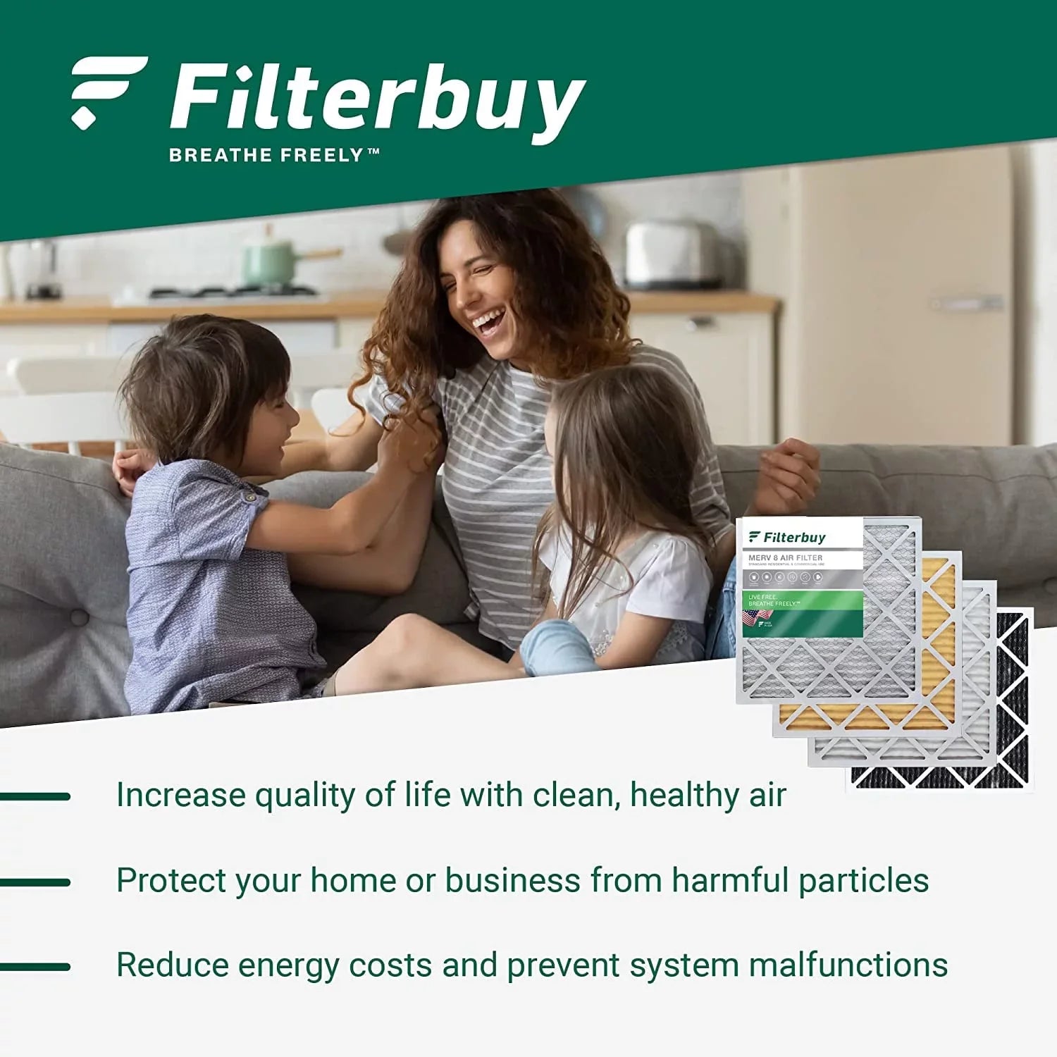 Filterbuy 16x36x2 MERV 8 Pleated HVAC AC Furnace Air Filters (6-Pack)