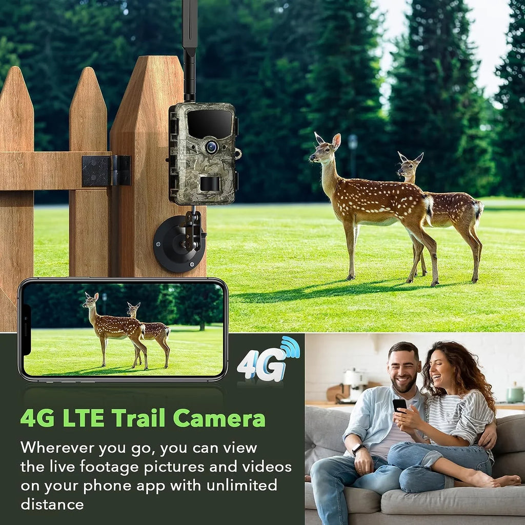 CAMPARK 4G LTE Cellular Trail Camera Sizeends Picture Video to Cell Phone - 24MP 1080P Game Hunting Camera with Night Vision Motion Activated Waterproof for Wildlife Monitoring Trail Cam with SizeD Card