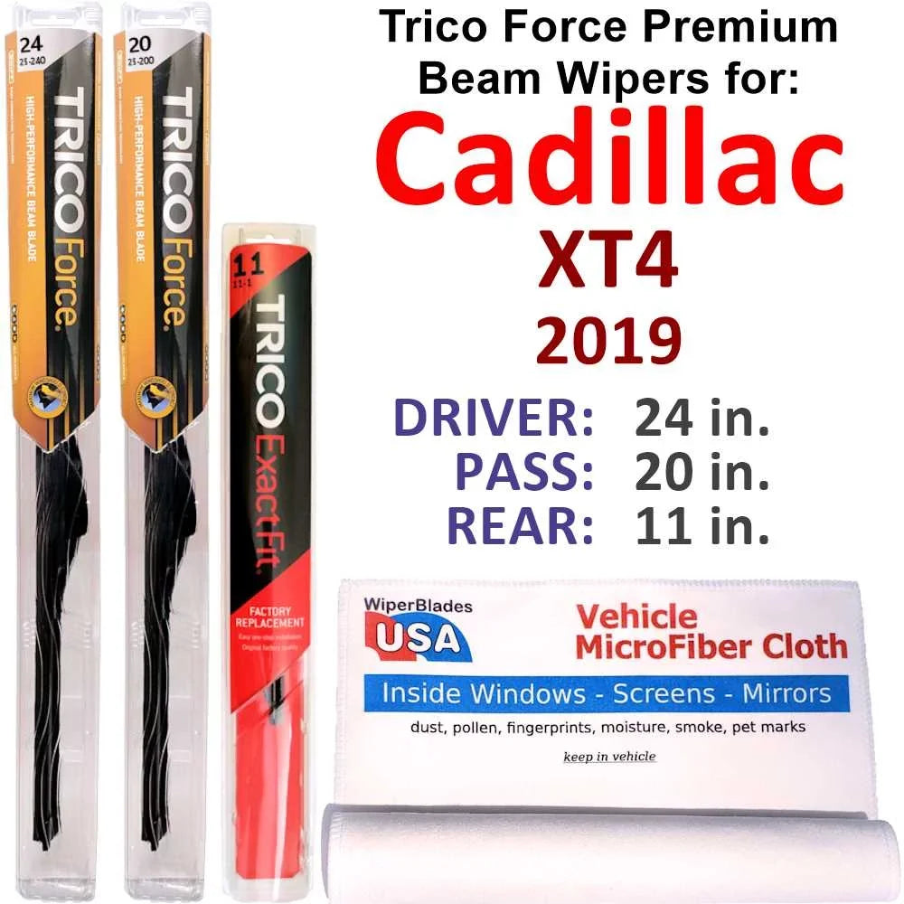 2019 Cadillac XT4 Performance Beam Wipers (Sizeet of 3) w/Rear Wiper