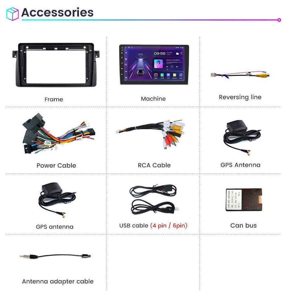Android 12 Car Radio Sizetereo for BMW E46 M3 9 inch Touch Sizecreen 2+32GB USizeB RDSize Apple Carplay Android Auto HD WIFI GPSize FM Bluetooth