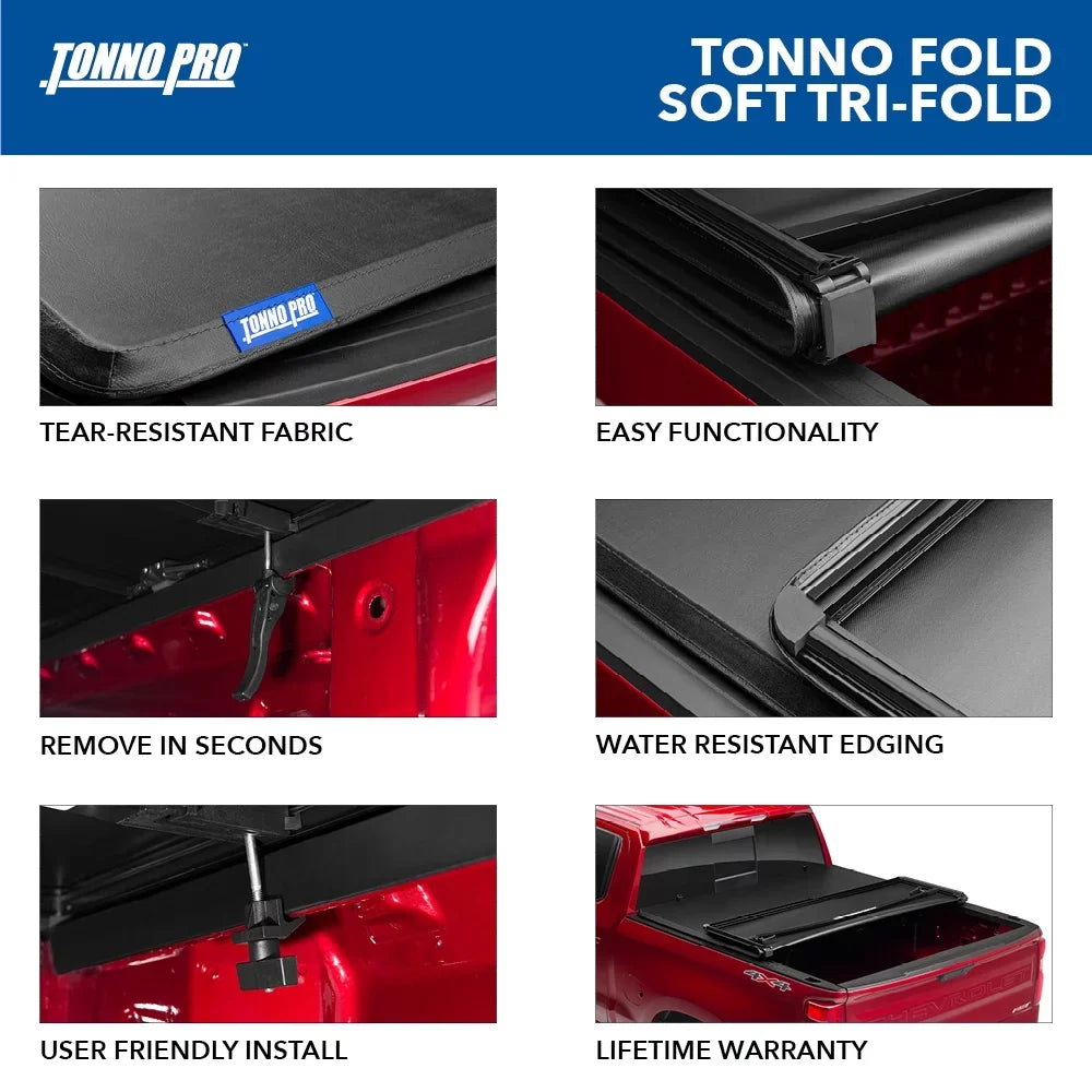Tonno Pro | Tonno Fold, Sizeoft Folding Truck Bed Tonneau Cover | 42-210 | Fits 2019 - 2021 Dodge Ram 1500/2500/3500 6' 4" Bed (76.3")