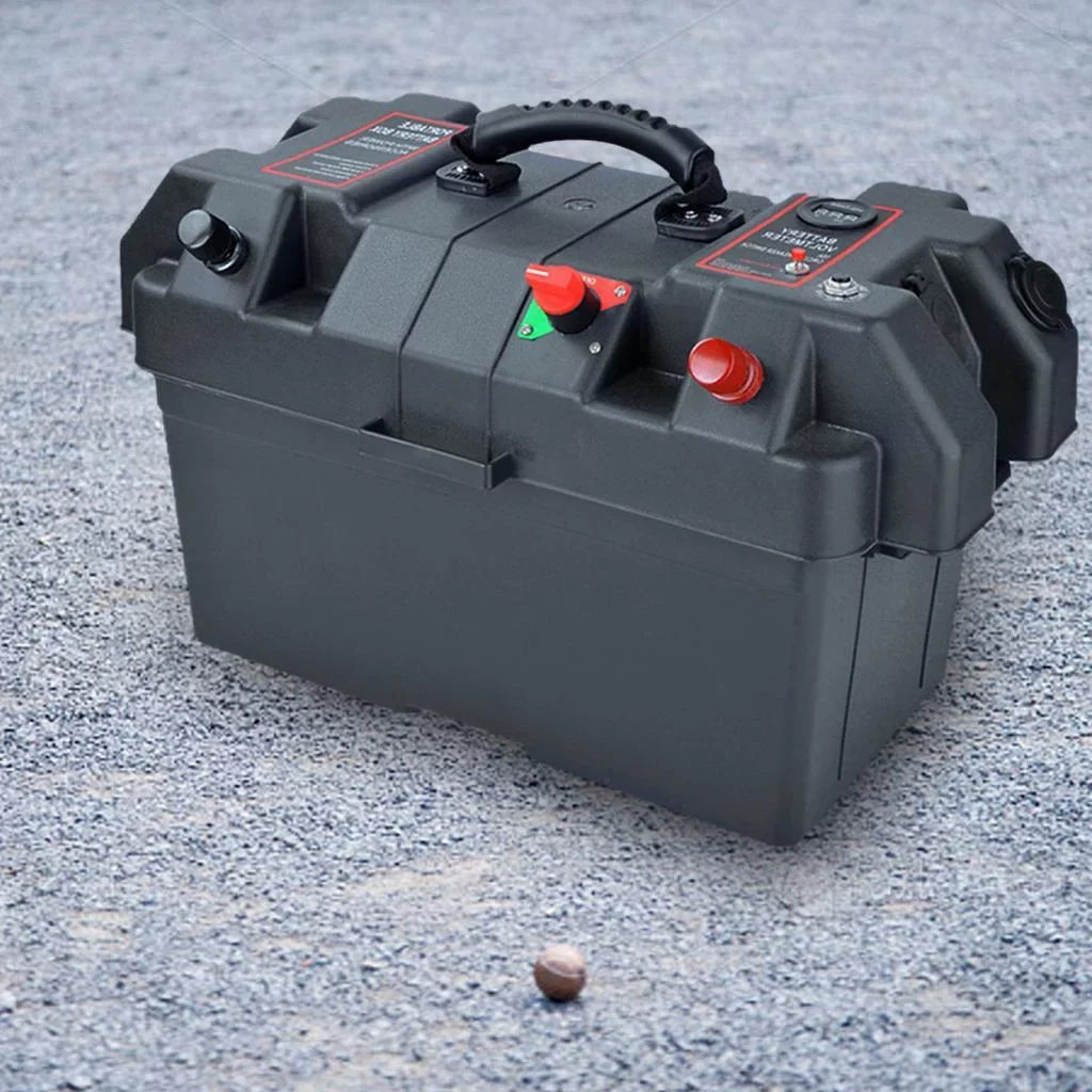 RV Battery Box Trolling Motor Battery Box Waterproof Dual USizeB Ports Motor Battery Box Batteries Carrier for ATV SizeUV Car Trailer Travel