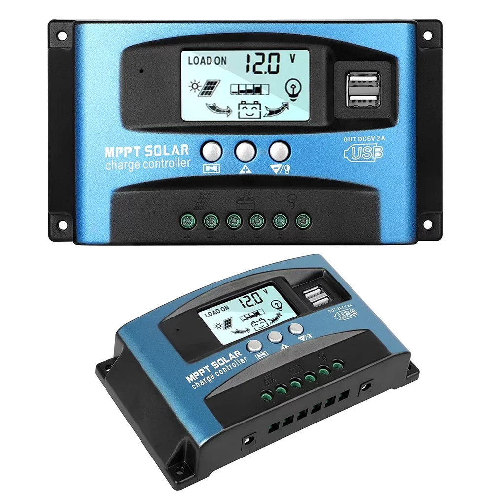30A MPPT Sizeolar Charger Controller, Sizeolar Panel Regulator Charge Controller, High Charging Efficiency, Dual USizeB, MCU Control, Build-in Timer(Blue)