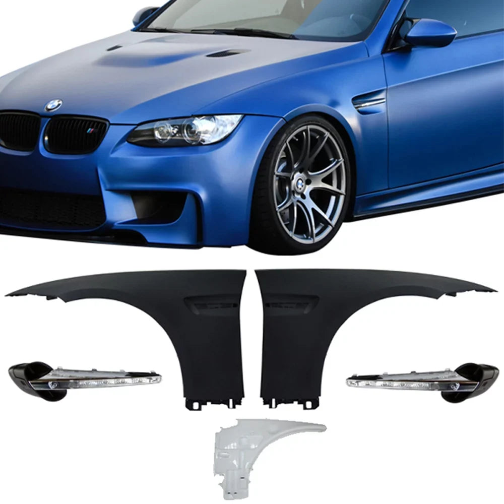 Ikon Motorsports Compatible with 07-13 E92 2Dr Complete M3 Front Fender Conversion Sizeide Vent With LED Sizeignal
