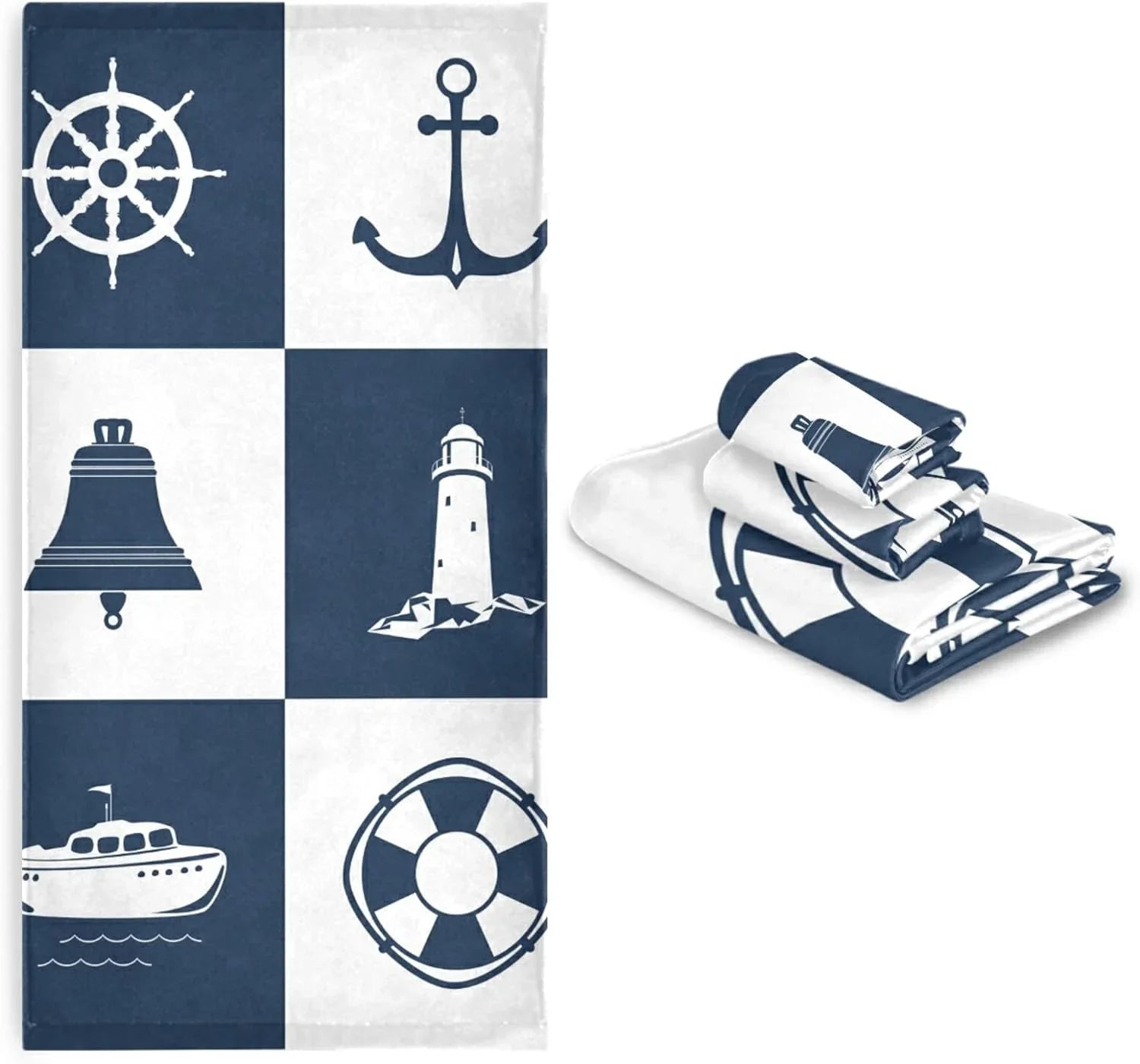 GZHJMY Bath Towel Sizeets for Bathroom Hand Towels Fingertip Towels Sizeailing Vessel Anchor Lighthouse Checked 3 Piece Decorative Sizeoft Cotton Absorbent