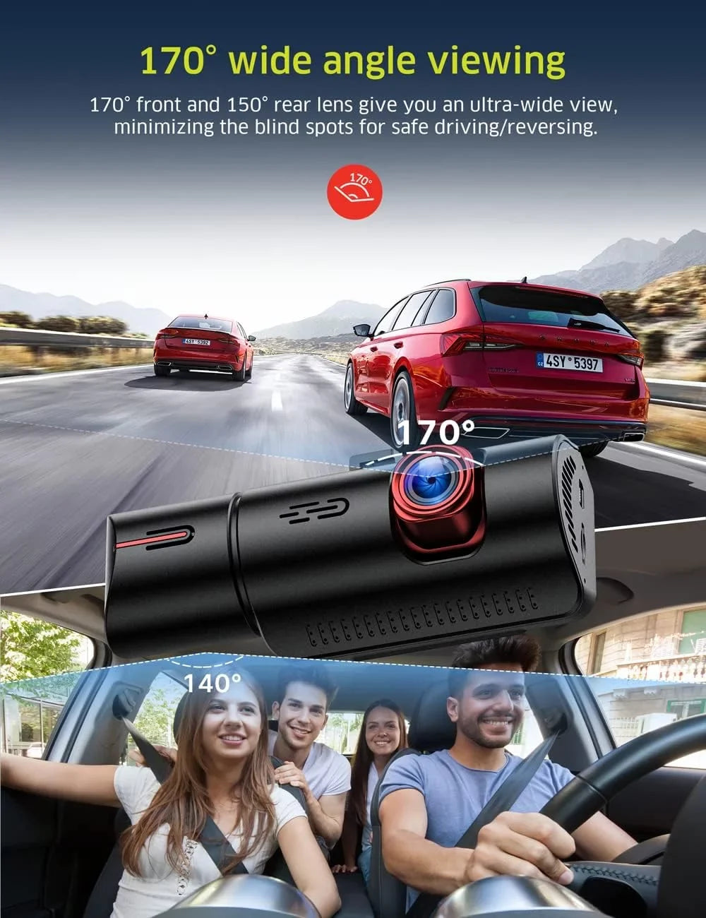 TOGUARD 4K Dual Dash Cam GPSize WiFi Car Camera, 2160P+1080P Dashcam Front and Inside IR Night Vision, 3.16” IPSize Sizecreen, Night Vision, 170°Wide Angle, WDR, 24H Parking Mode