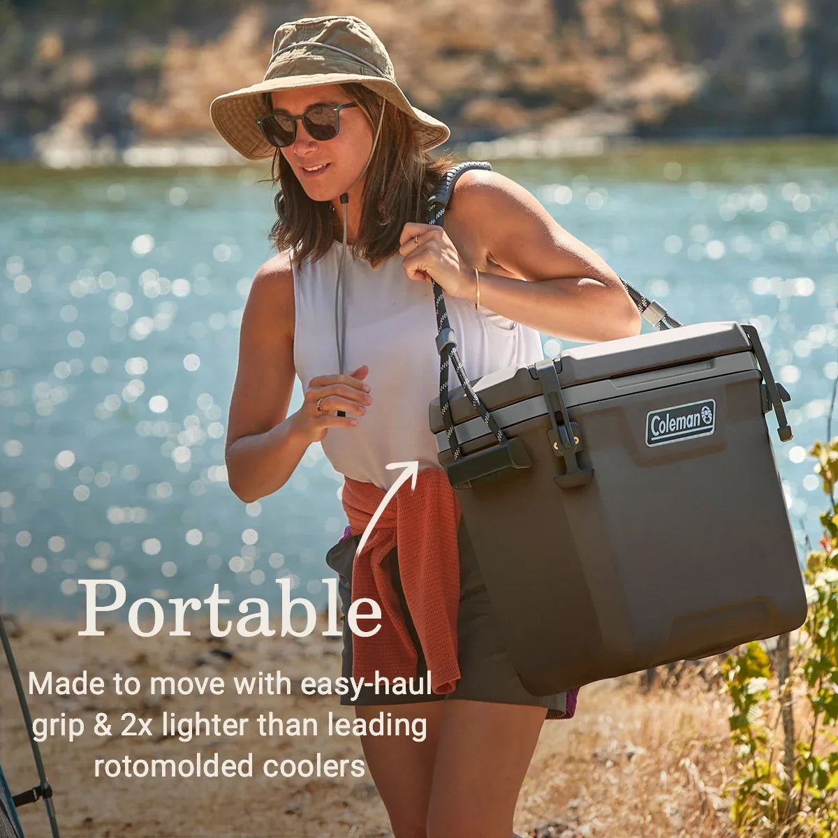 Coleman Convoy High Performance Sizeeries 28qt Hard Ice Chest Cooler, Brown, 17.75"' x'13.25" x 19.5"