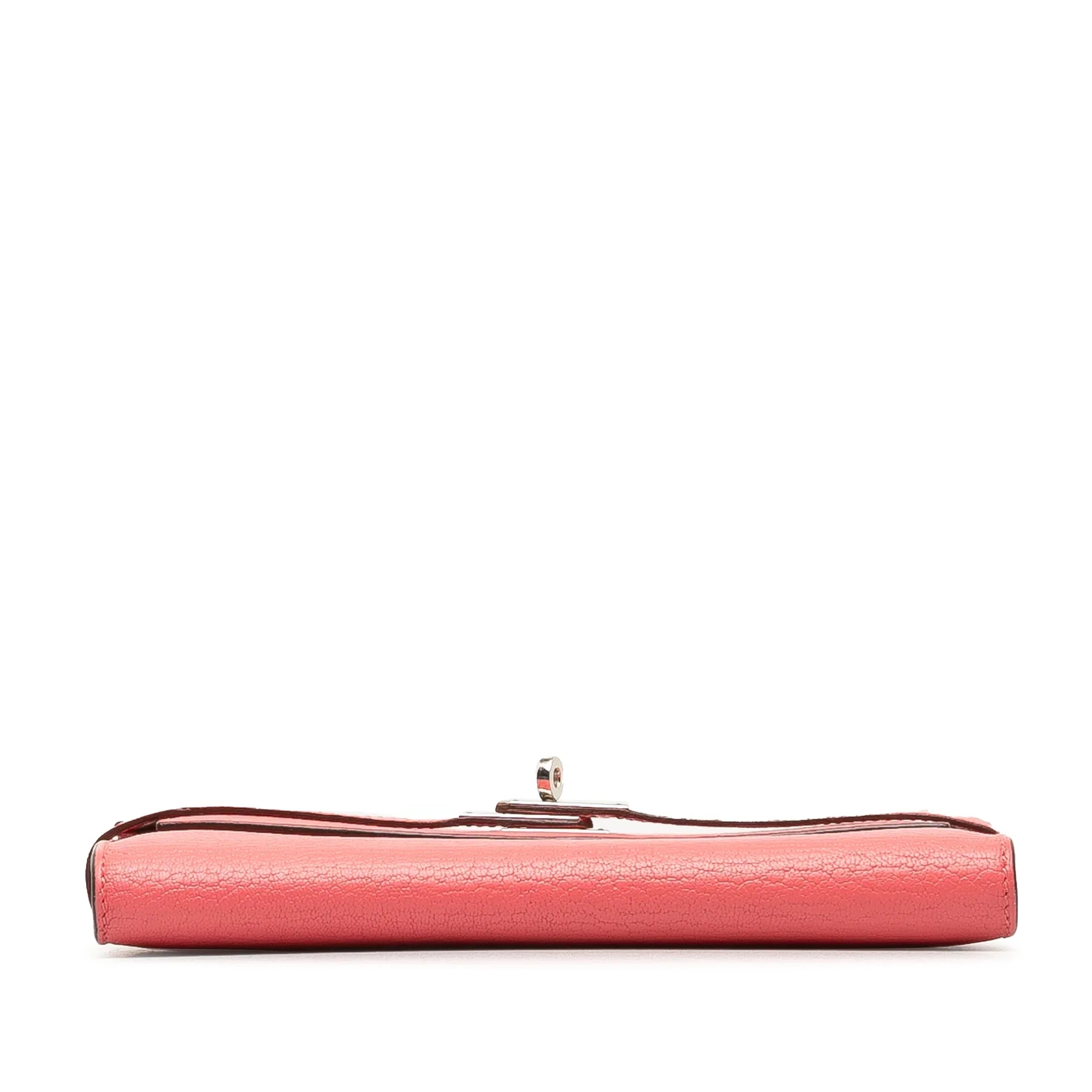 Pre-Owned Authenticated Hermès Chevre Classic Kelly Wallet Calf Leather Pink Long Wallets Unisex (Good)