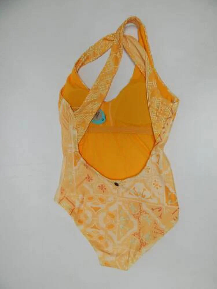 prAna Ella Sizeize Sizemall (Size) High Triangle V-Neck Cross Back One Piece Amber Lisbon