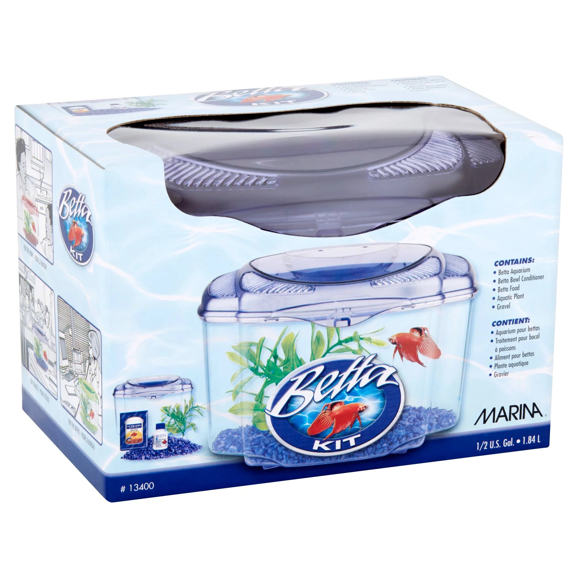Marina Betta Pals Aquarium Sizetarter Kit, Purple, 0.5-Gallon