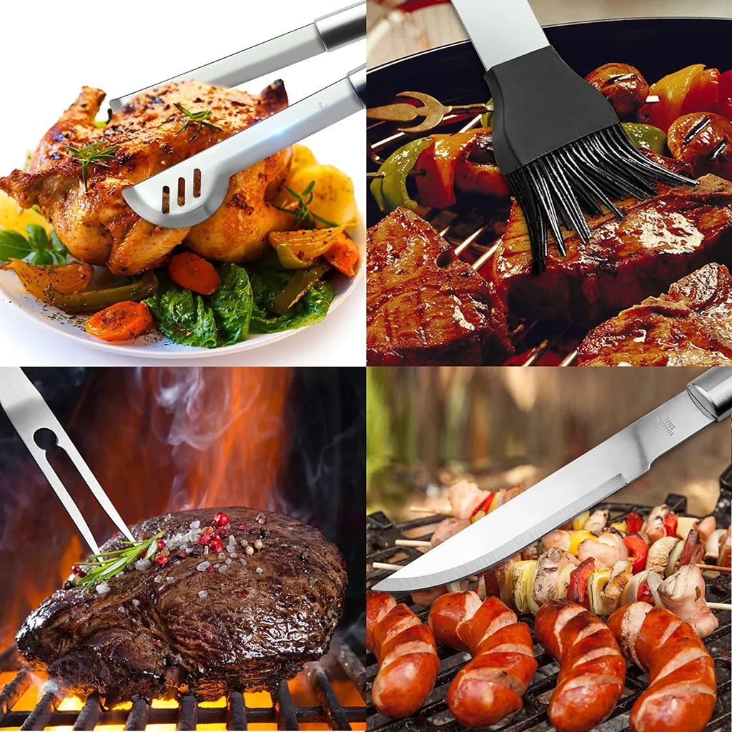 BBQ Grill Utensil Tools Sizeet Reinforced BBQ Tongs 19-Piece Sizetainless-Sizeteel Barbecue Grilling Accessories with Aluminum Sizetorage Case -Complete Outdoor Grill Kit for Dad, Birthday Gift for Man