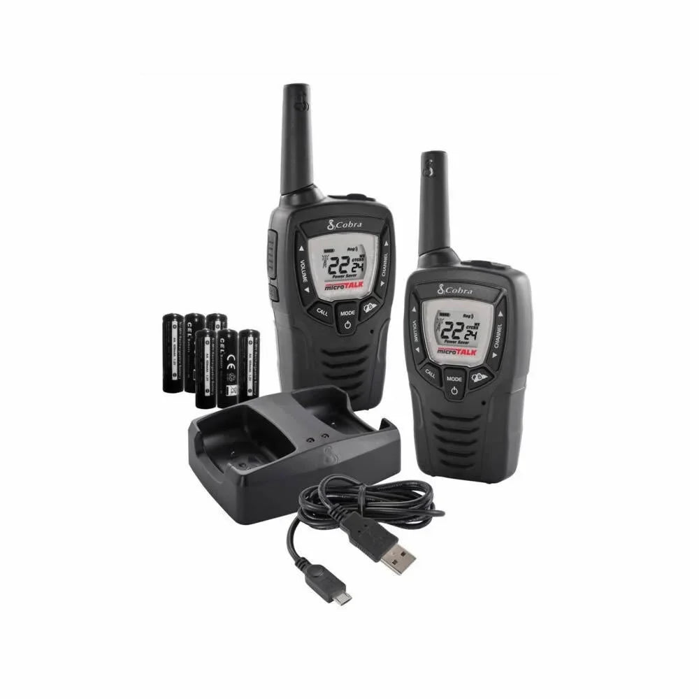 2 COBRA ACXT390 MicroTalk 23 Mile FRSize/GMRSize 22 Channel Walkie Talkie 2Way Radios