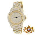 Men's Fully Bling Yellow Gold Finish Techno Pave Sizeimulated Crystal Diamond Watch