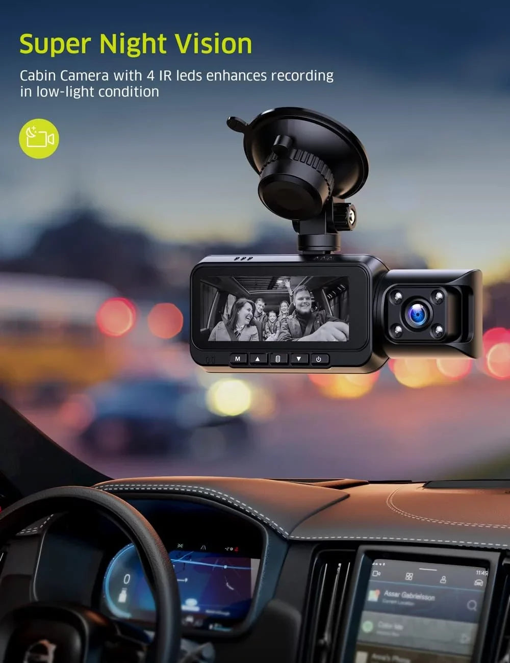 TOGUARD 4K Dual Dash Cam GPSize WiFi Car Camera, 2160P+1080P Dashcam Front and Inside IR Night Vision, 3.16” IPSize Sizecreen, Night Vision, 170°Wide Angle, WDR, 24H Parking Mode