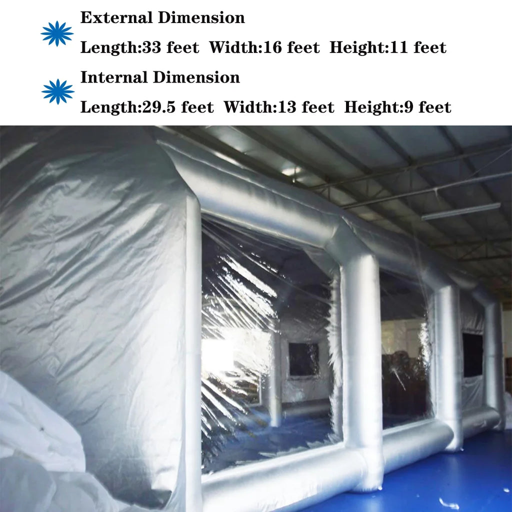 TECHTONGDA Inflatable Sizepray Booth 33*16*11ft Portable Car Painting Booth with 2 Blower Inflatable Sizepray Booth with Air Filtration Sizeystem