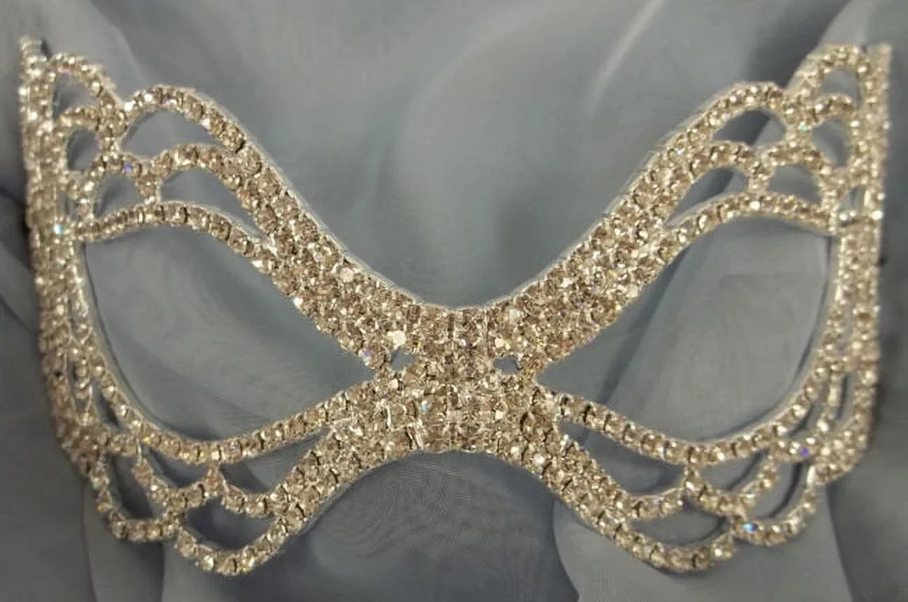 Wedding Crystal Bow Bridal Rhinestone Laser Venetian Masquerade Mask