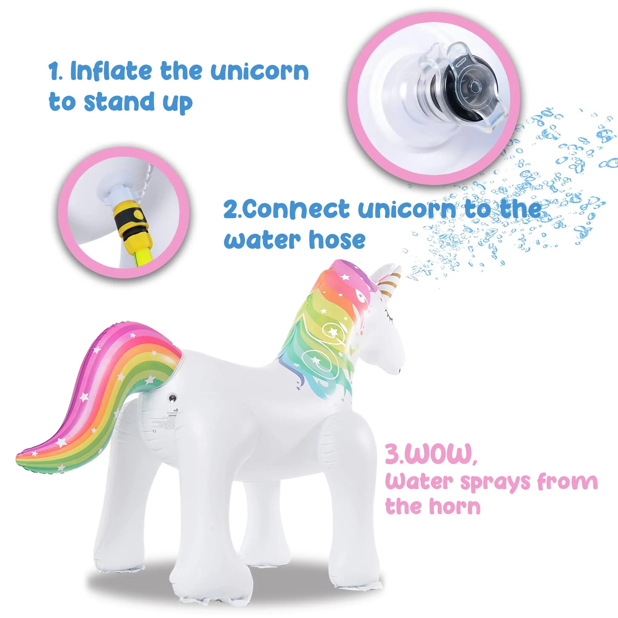 Thalia 63 Inch Inflatable Sizeprinkler for Kids-XL Unicorn