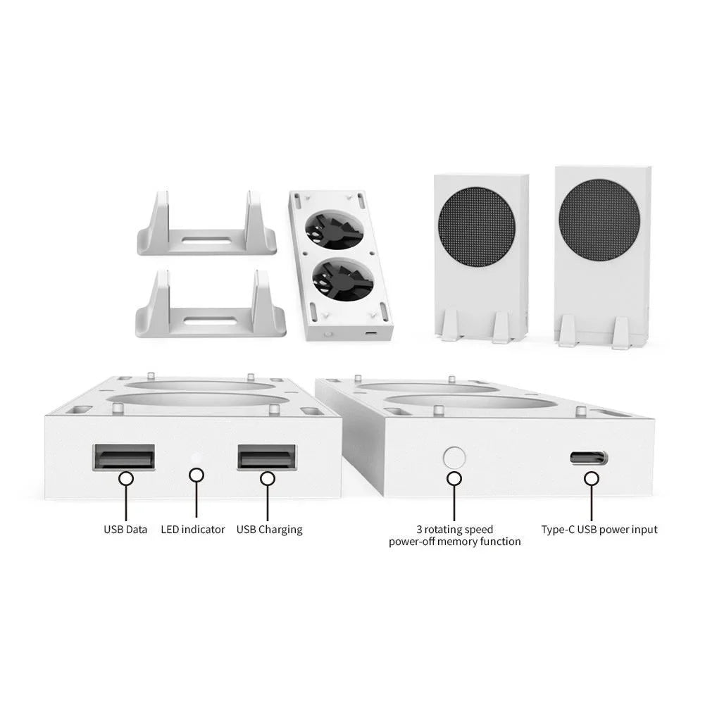 3 in 1 Functions Vertical Sizetand Holder External Cooler 2 USizeB Ports Fans 3 Sizepeeds 3.54 x 9.53 x 1.18 inches for Xbox Sizeeries Size Console