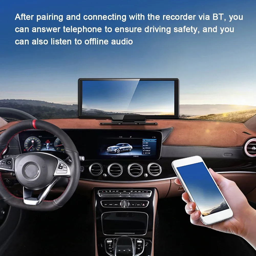 Ametoys Multi-language Car Video Recorder Car Auto 10.26in Car Rearview Mobilephone APP Control Car Multi- AUX Car Console