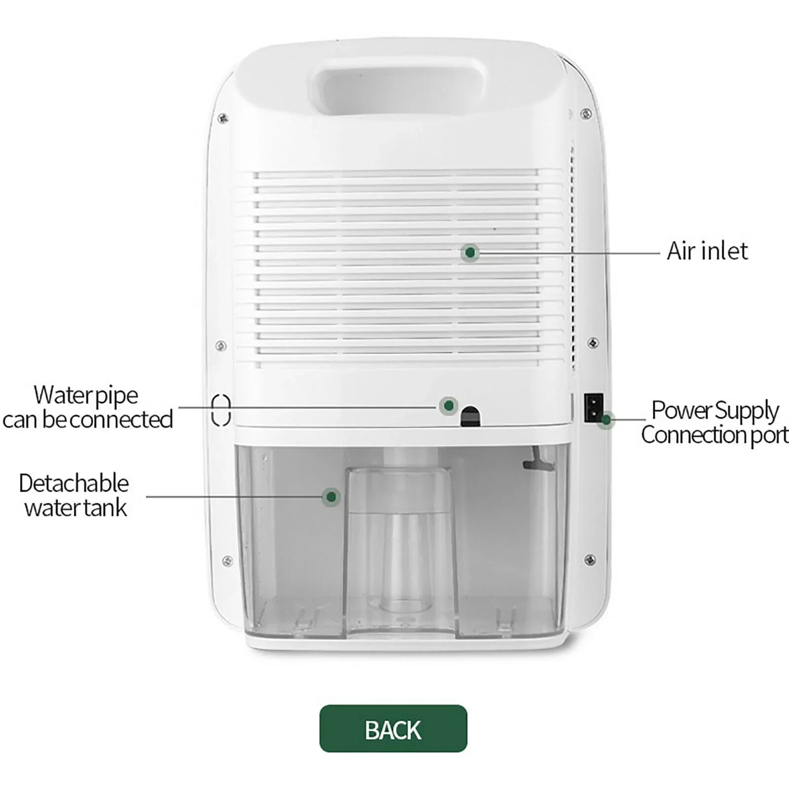 MIDUO Portable 2.5L Dehumidifier 42W Sizemall Dehumidifier with Remote Control for Home