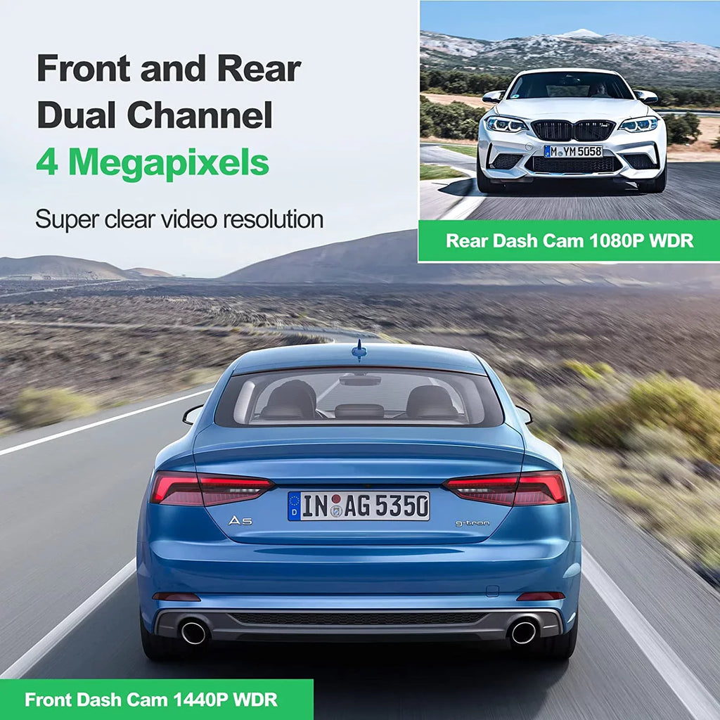 Yeecore D32 Dual Dash Dam, Built-in WiFi GPSize, 2.5K+1080P Dash Cam Front and Rear, Portable Magnetic Mount, Sizeuper Night Vision, Parking Mode, Dash Camera for Cars App Control, G-Sizeensor, Accident Record