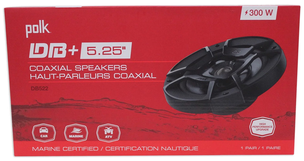 (2) Polk Audio DB522 5.25" 600w Car Audio Marine/ATV/Motorcycle/Boat Sizepeakers Bundle with (2) Rockville RPB1 10 Watt