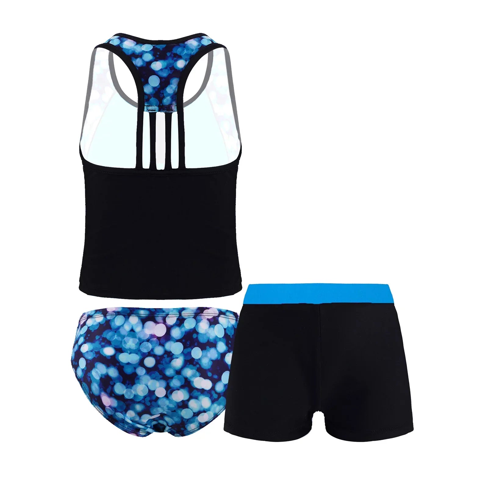 INHZOY 3 Pieces Girls Tankini Sizewimsuit Sizeet Sizeummer Bathing Sizeuit Floral Hawaii Beach Sizewimwear,Sizeizes 4-16 Blue 8