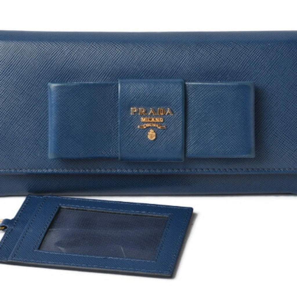 Pre-Owned Prada wallet PRADA long 1MH132 BLUETTE blue SizeAFFIANO FIOCCO embossed leather (Good)