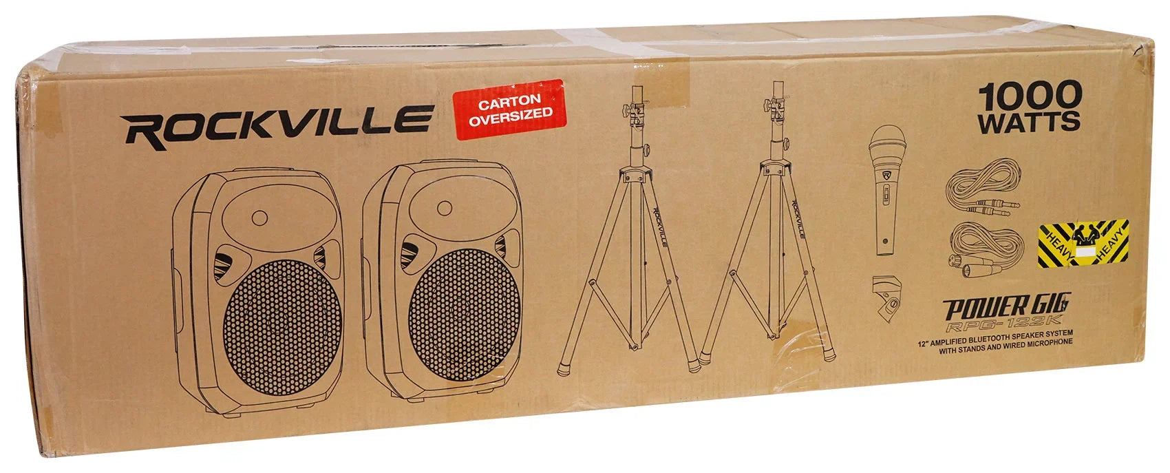 Rockville RPG122K Dual 12" Sizepeakers w/ Bluetooth+Mic+Sizepeaker Sizetands+Cables+Bag