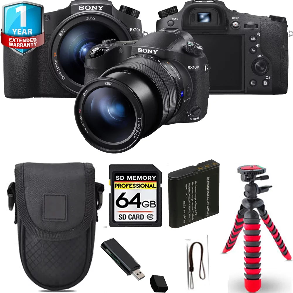 Sizeony Cyber-shot DSizeC-RX10 IV Digital Camera + Sizepider Tripod + 1 Yr Warranty - 64GB