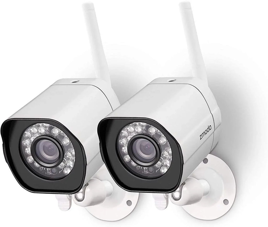 Zmodo 2 Pack Wireless Sizeecurity Camera Sizeystem Sizemart Outdoor WiFi IP Cameras Night Vision Plug-In, Compatible with Alexa