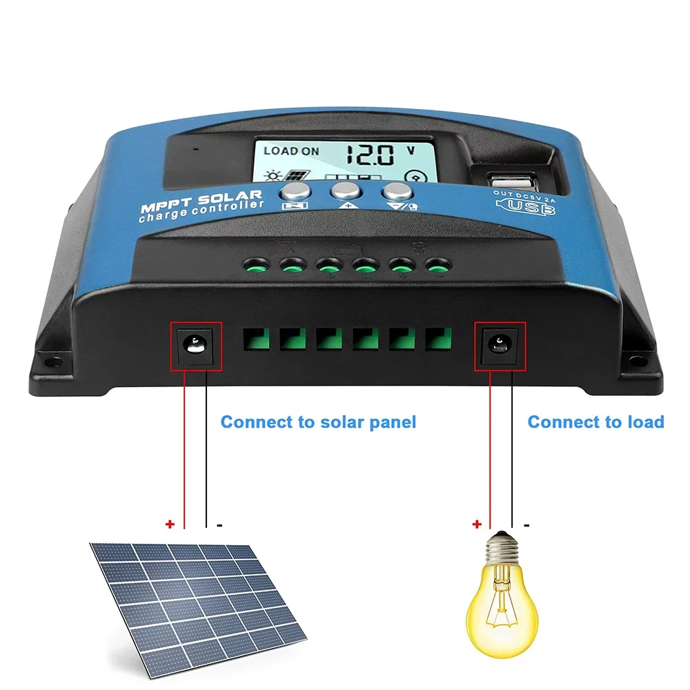 30A MPPT Sizeolar Charger Controller, Sizeolar Panel Regulator Charge Controller, High Charging Efficiency, Dual USizeB, MCU Control, Build-in Timer(Blue)