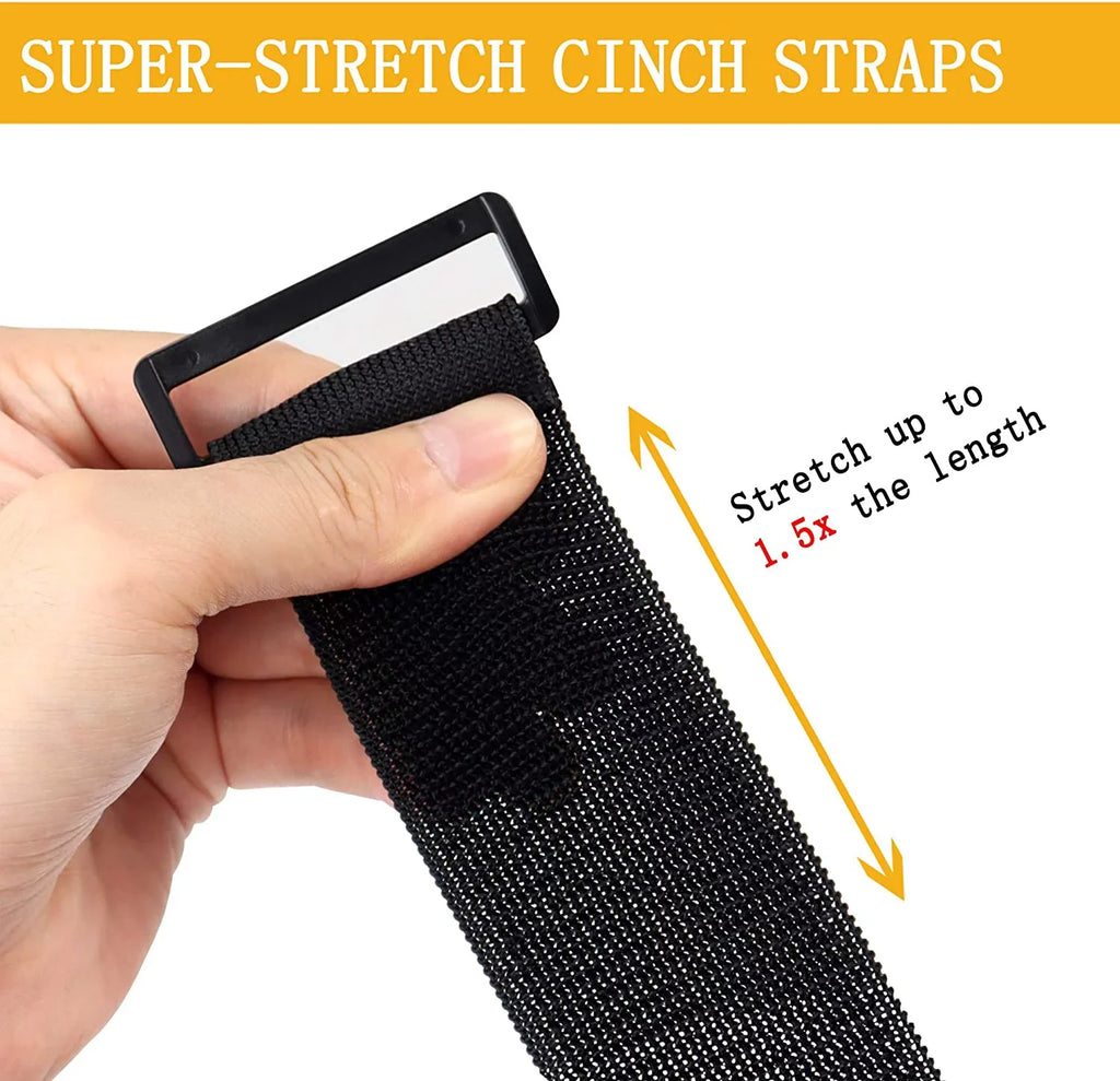 Cinch Sizetraps, 2" x 12" (8 Pack) Elastic Hook and Loop Sizetorage Sizetrap for Extension Cord, Cable, Cord Wrap, Rope