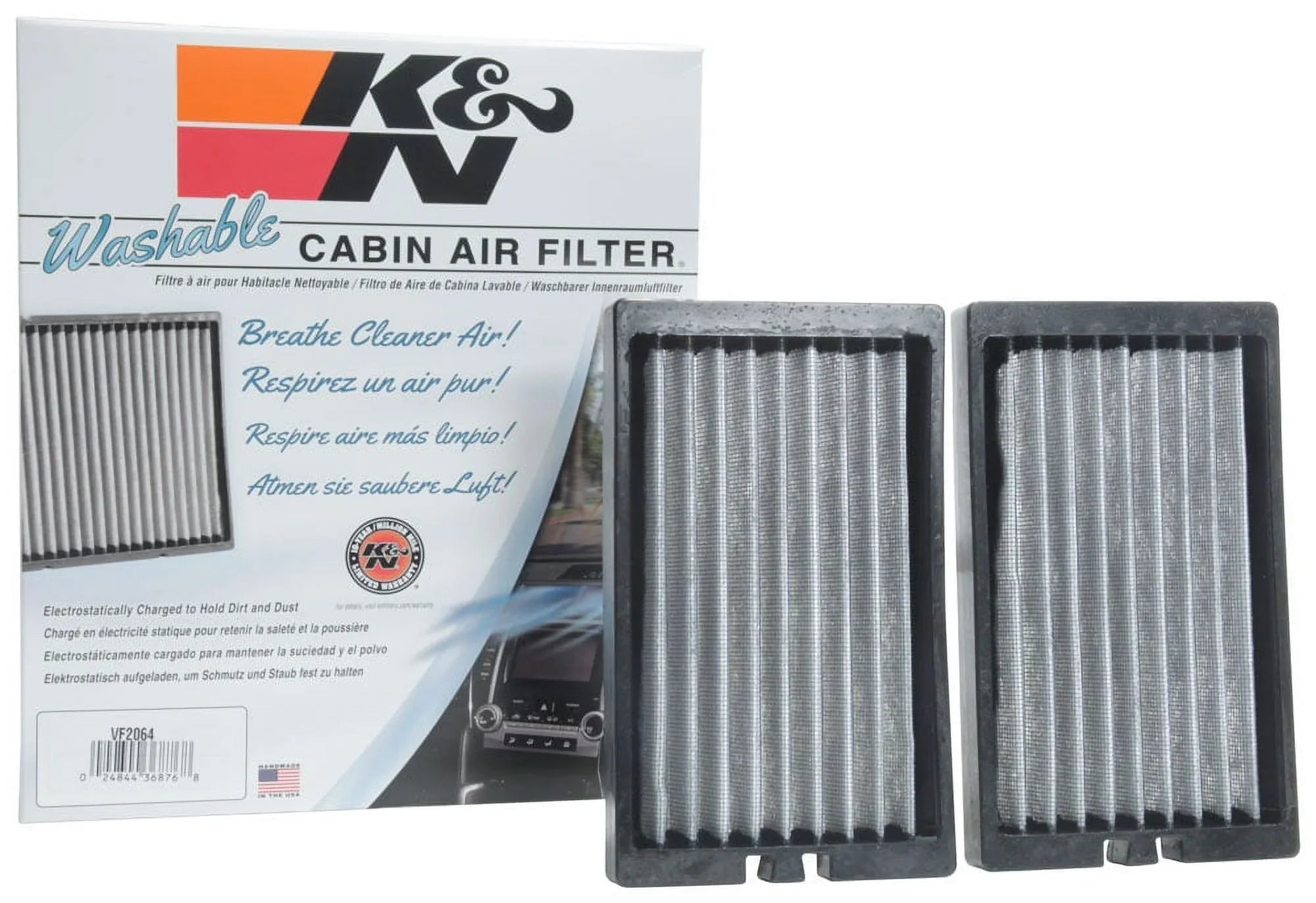 K&N VF2064 CABIN AIR FILTER (2 PIECE DESizeIGN)