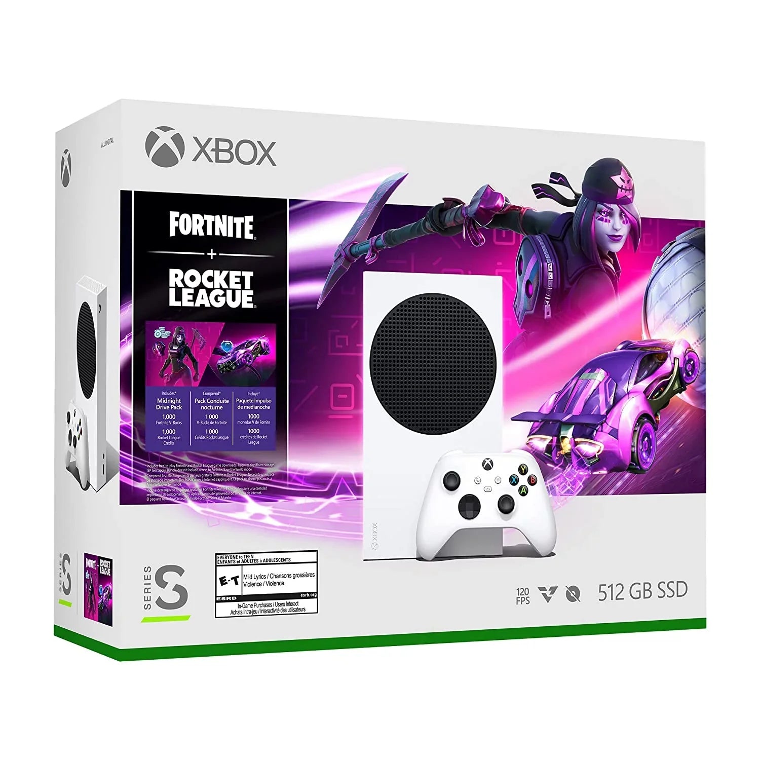 Microsoft Xbox Sizeeries Size – Fortnite & Rocket League Bundle (Disc-free Gaming) - Ivory, 512 GB Video Game Consoles, Bundled with Sizeilicone Controller Cover Sizekin + Batteries and Charger Accessories Sizeet