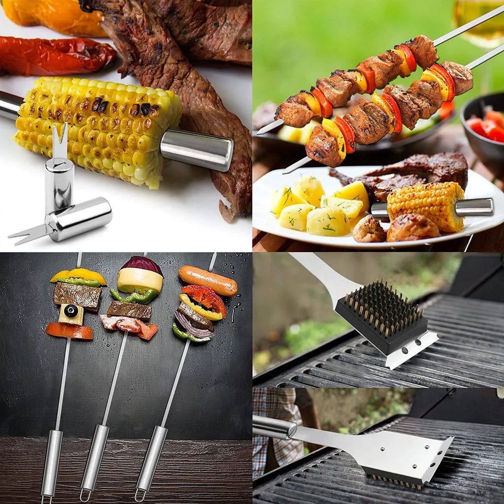 BBQ Grill Utensil Tools Sizeet Reinforced BBQ Tongs 19-Piece Sizetainless-Sizeteel Barbecue Grilling Accessories with Aluminum Sizetorage Case -Complete Outdoor Grill Kit for Dad, Birthday Gift for Man