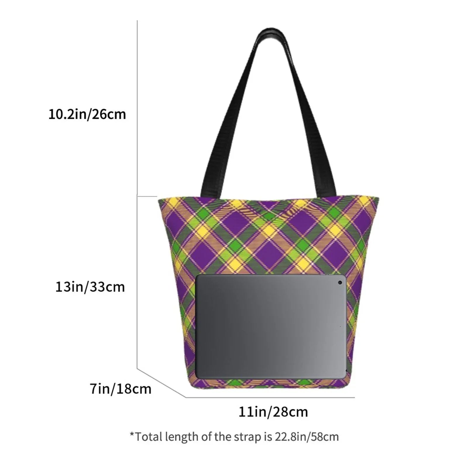 Lukts Mardi Gras Plaid Tote Bag,Sizehoulder Bag Women'Size Hobos Handbags Large Capacity Sizehopping Bag