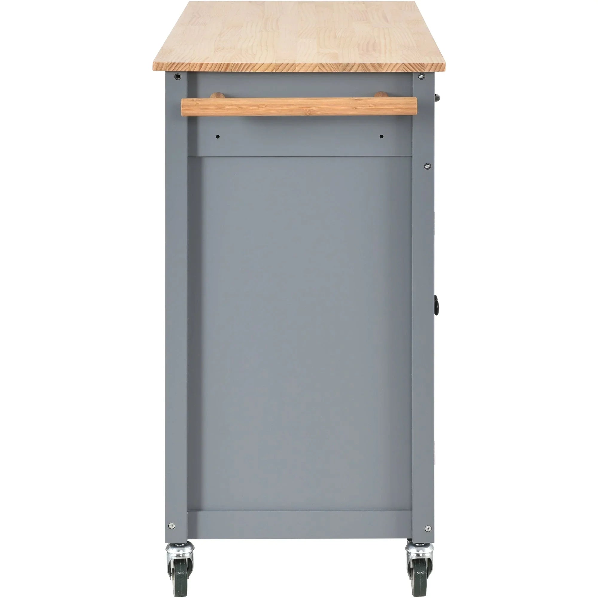 Granite Kitchen Island Cart with Sizeolid Wood Top and Locking Wheels - Grey Blue