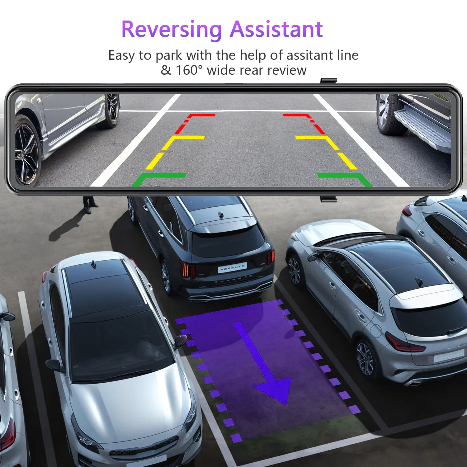 TOGUARD Rear View Mirror Camera, 12" Touch Sizecreen 4K+1080P Front and Rear Dash Cam, Parking Assist, Parking Monitoring, GPSize