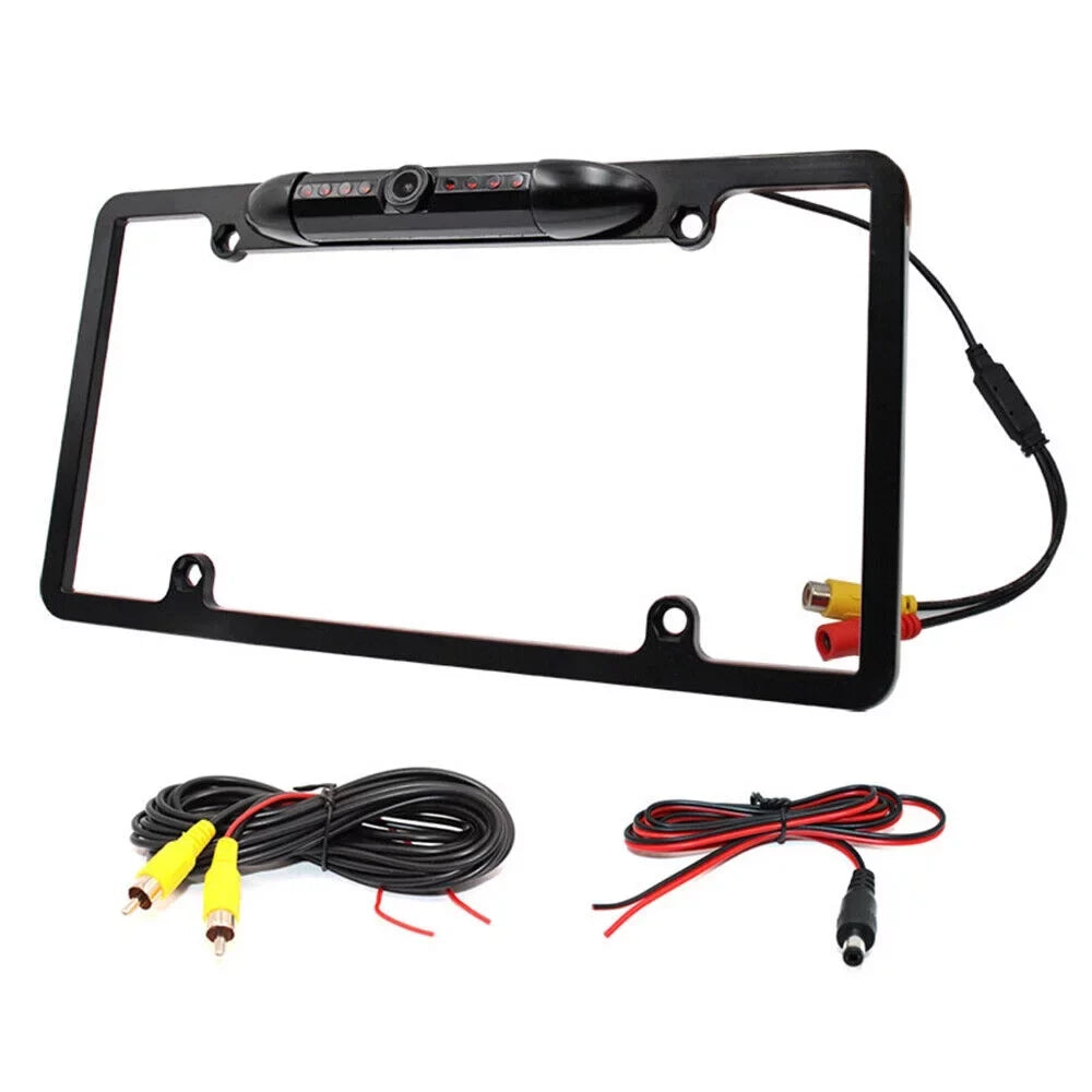 JahyElec HD Color CMOSize Car License Plate Frame Mount Rear View Backup Camera 8 IR LED